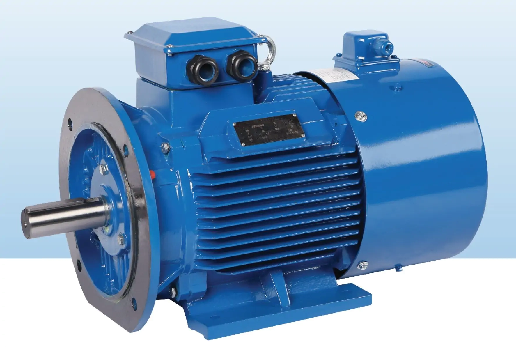 Blue industrial electric motor used to illustrate driven equipment selection